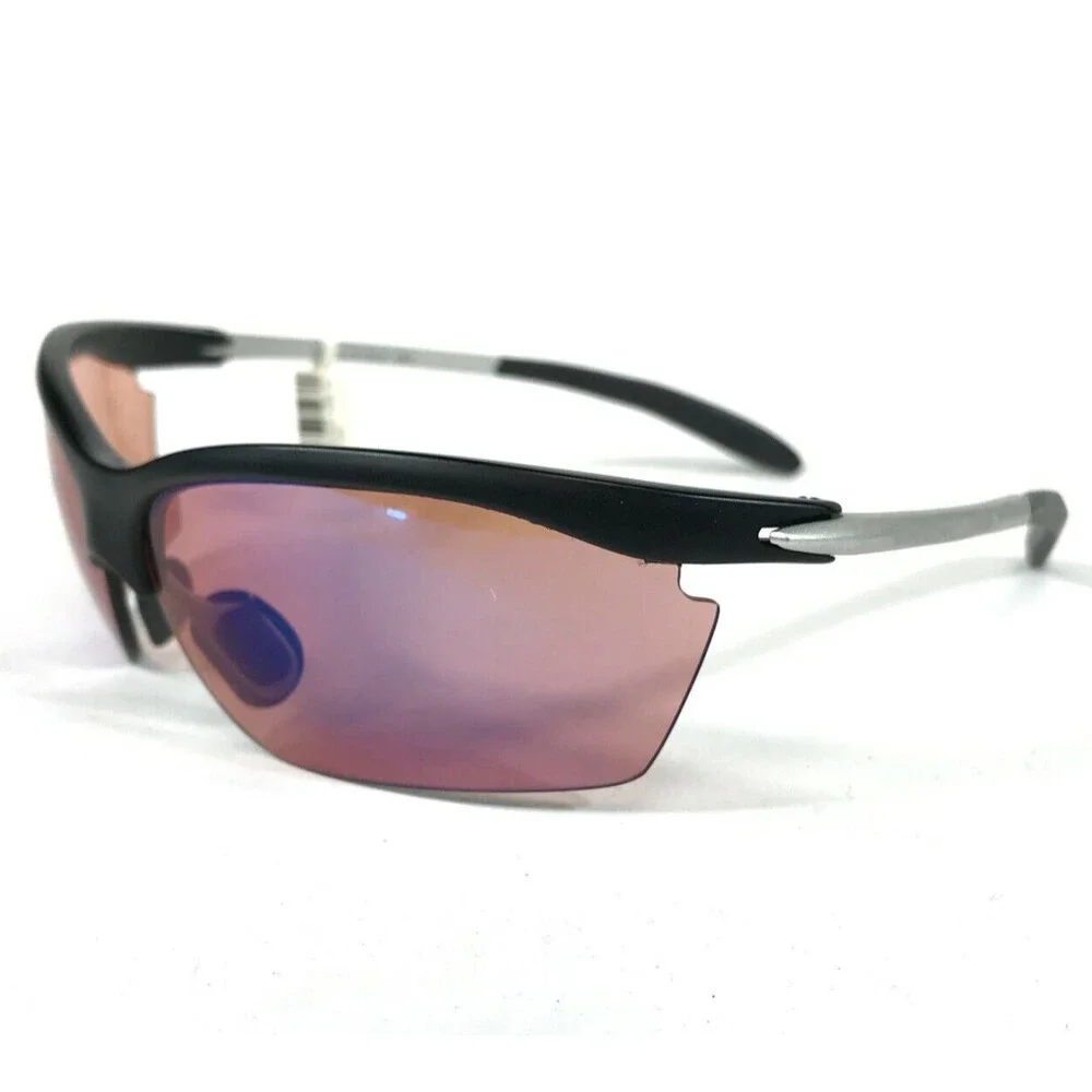 Uvex Fly Sunglasses Matte Black Gray Wrap Frames with Pink Lenses 69-15-135